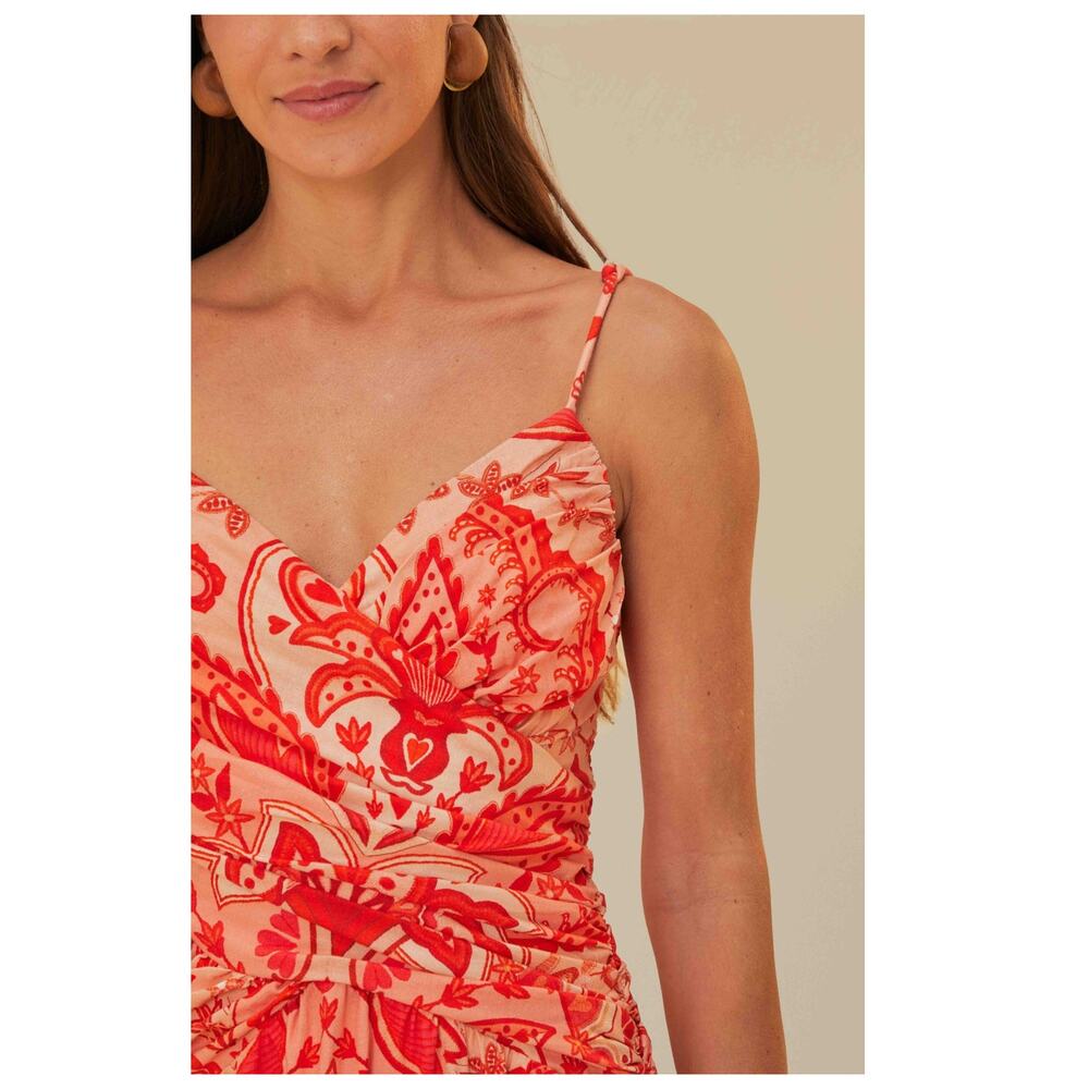 Farm Rio Red Jaipur Crossover Maxi Dress Size Small - Picture 4 of 15
